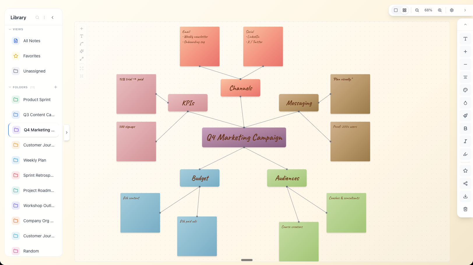 Mind Map template — central idea with branches